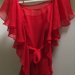 Diane Von Furstenberg Tops - Diane von Furstenberg red silk two piece top sz 2 Diane Von Furstenberg Tops - Diane von Furstenberg red silk two piece top sz 2